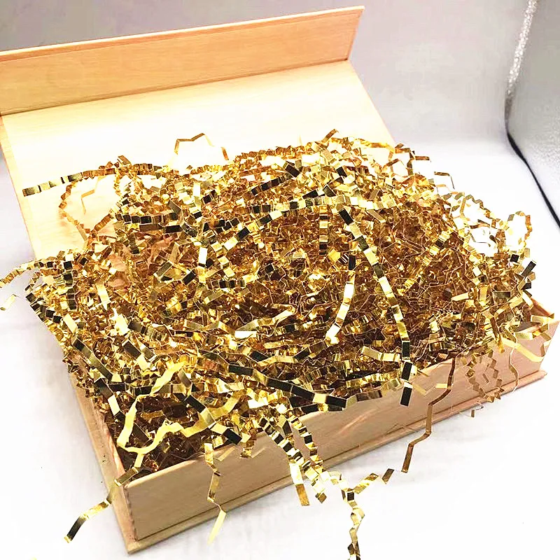 
Double face gold crinkle shredded paper gift box filler basket filling material 