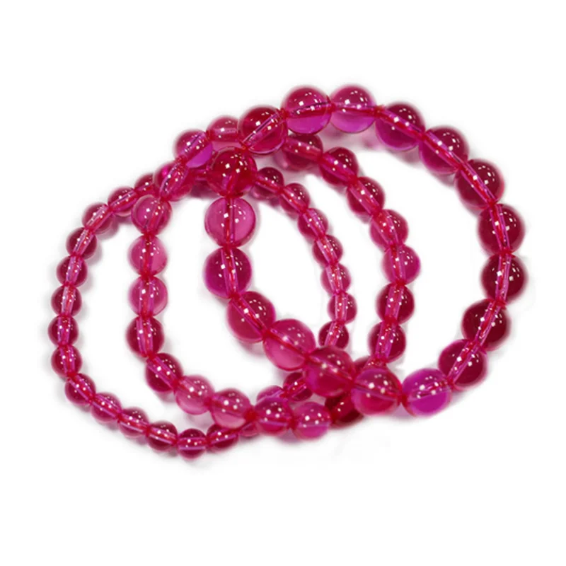 

Hot selling Ruby Bracelet Wholesale price Roundball  8mm 5#red color Synthetic ruby Corundum beads gemstone for jewelry, Red