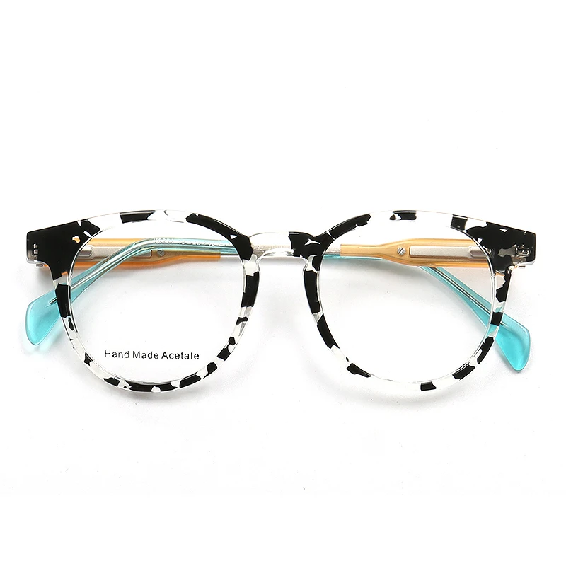 

And White Zebra Stripes Eyeglasses Frames Wholesale K9221 High Quality Unisex Acetate Round Black for Reading Glasses Diamond