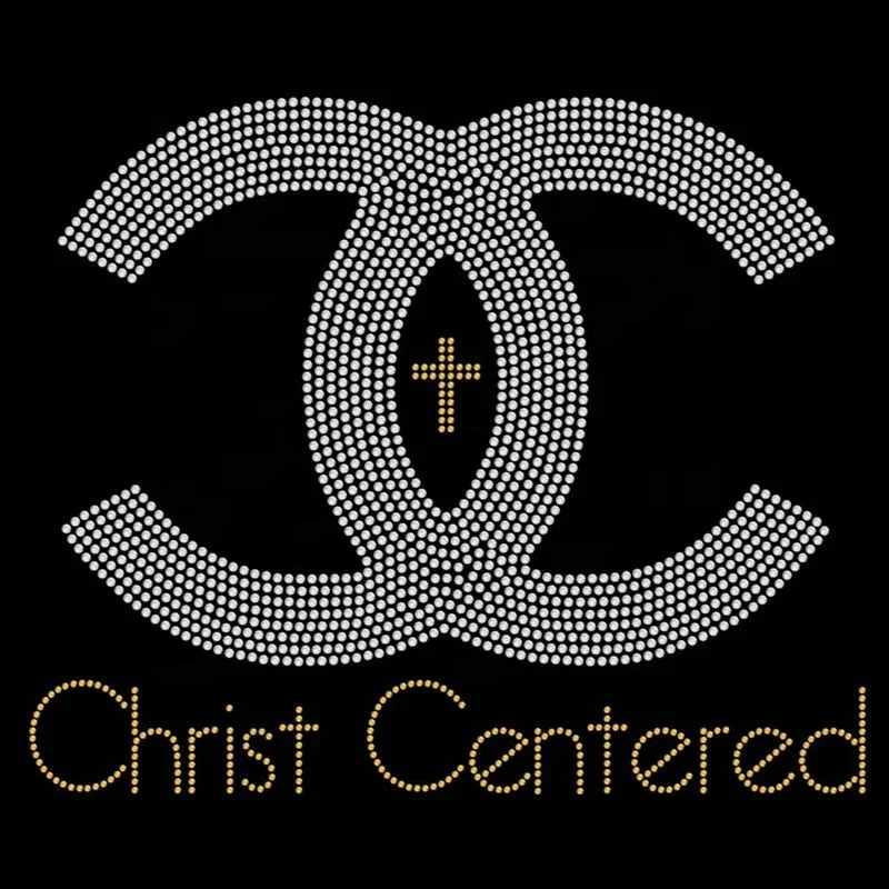 

New Arrival Custom Christ Centered Christian Religious Rhinestone Bling Transfer Hotfix Iron On Motif Design, As per customer request