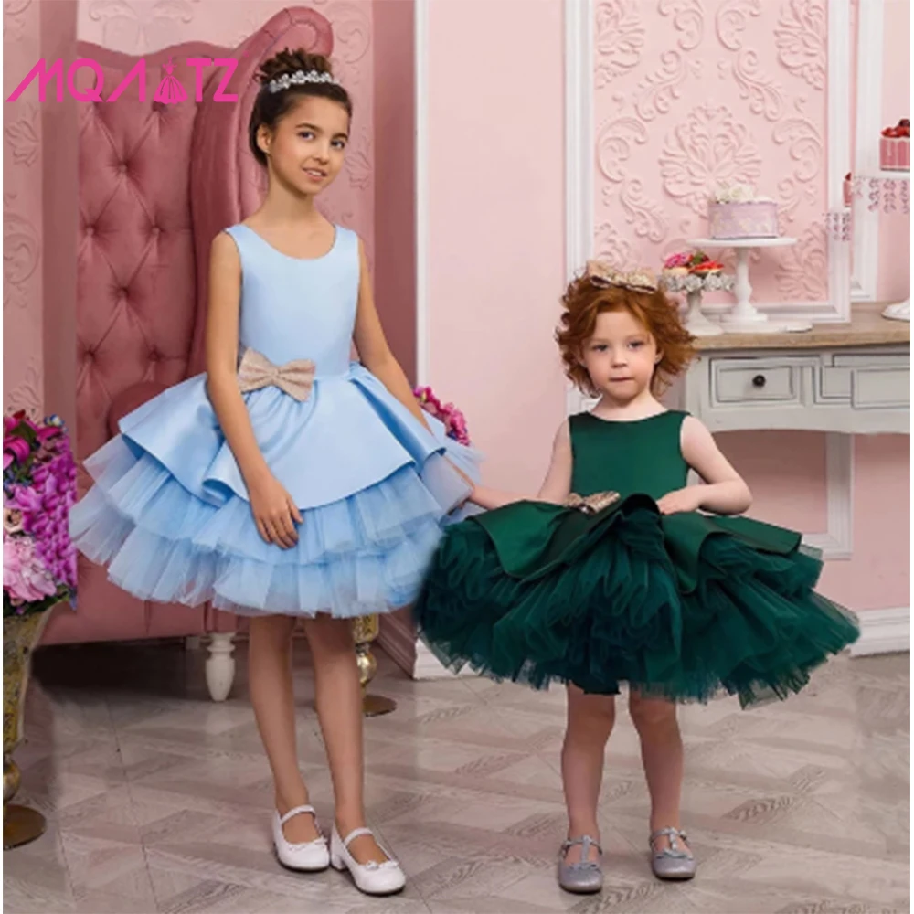 

MQATZ In Stock Girls Boutique Clothing Kids Pleated Cake Style Ruffle Evening Party Dress L1966XZ