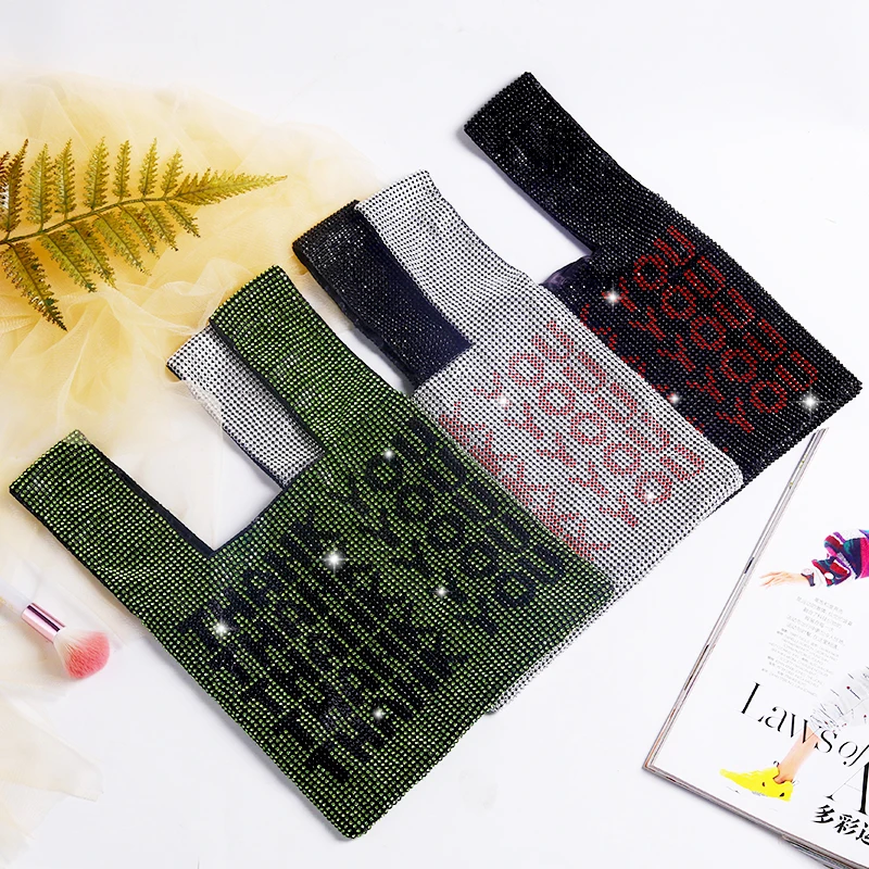 Onh71 New Designer Glitter Crystal Rhinestone Evening Bags Thank You