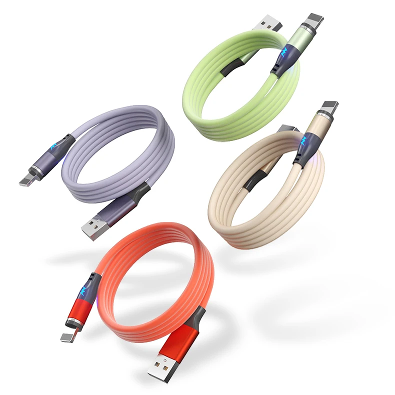 

Liquid Silicone Three In One 3 In 1 Magnetic Fast Charging Data Cable, 4 colors