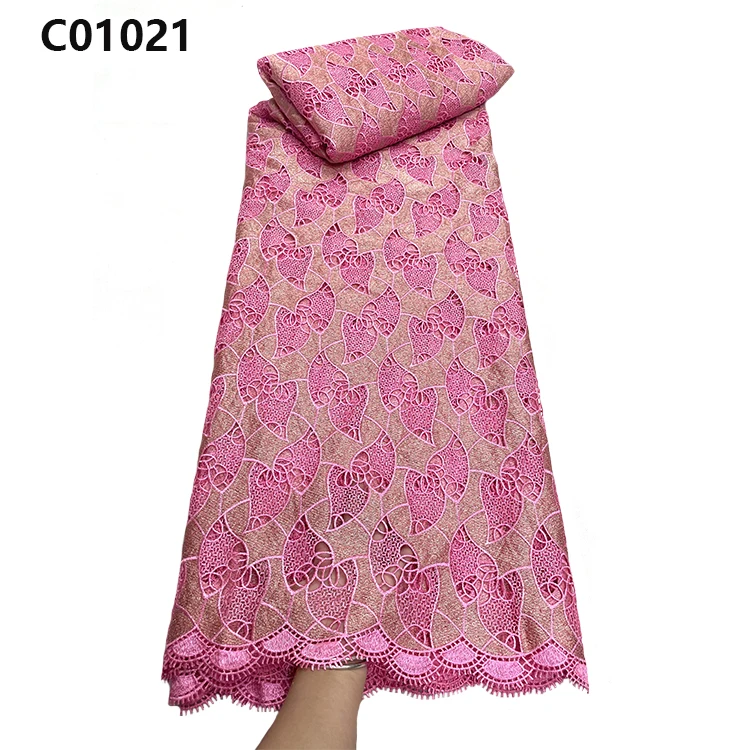 

CHOCOO High Quality Water Soluble Lace Fabric For Dress Nigeria Embroidery Guipure Cord Lace Fabric