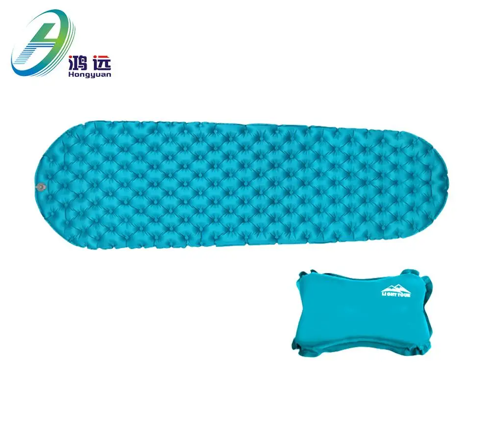 

OEM Custom Nylon TPU Outdoor Camping Inflatable Sleeping Pad/Mat/Mattress with Pillow, Blue