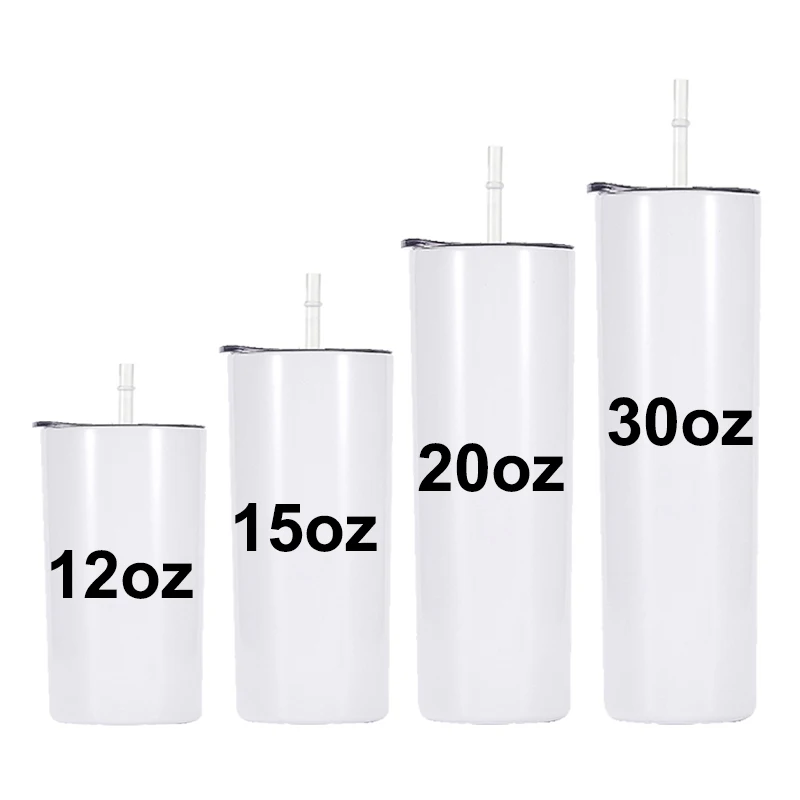 

Low Moq Customizable 20oz 20 oz Skinny Straight Tall Slim Double Wall White Sublimation Blanks Cups Mugs Tumblers, White tumbler for sublimation