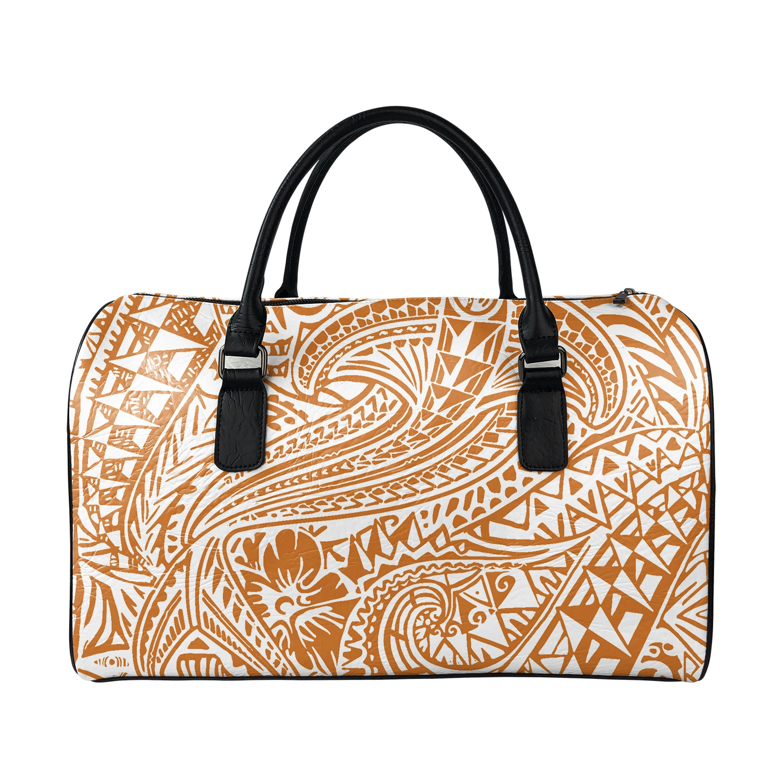 

New Product Large Capacity Fashion Women Luggage Bags Promotional Polynesian Tribal Style Printed Customized PU Leather Handbags, Customized color