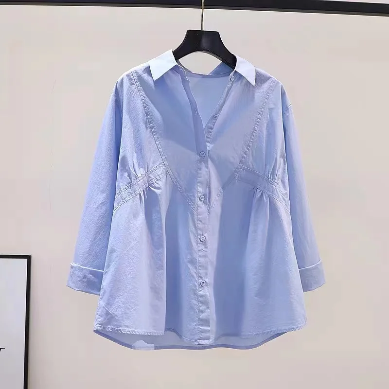 Boutique Wholesale 2026 Summer New Fashionable Design Pleated Loose Cotton Casual Women's Shirt