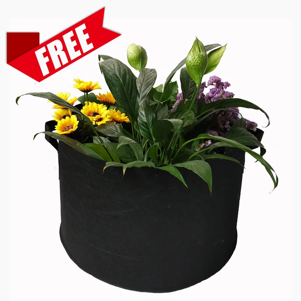 

10 gallon fabric pot geotextile fabric plant bags non woven nursery bags, Black