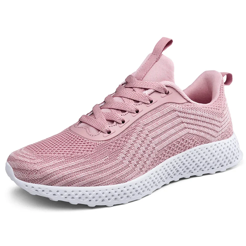 

women fly knit upper gym sport running shoes wholesale, Black/blue/pink