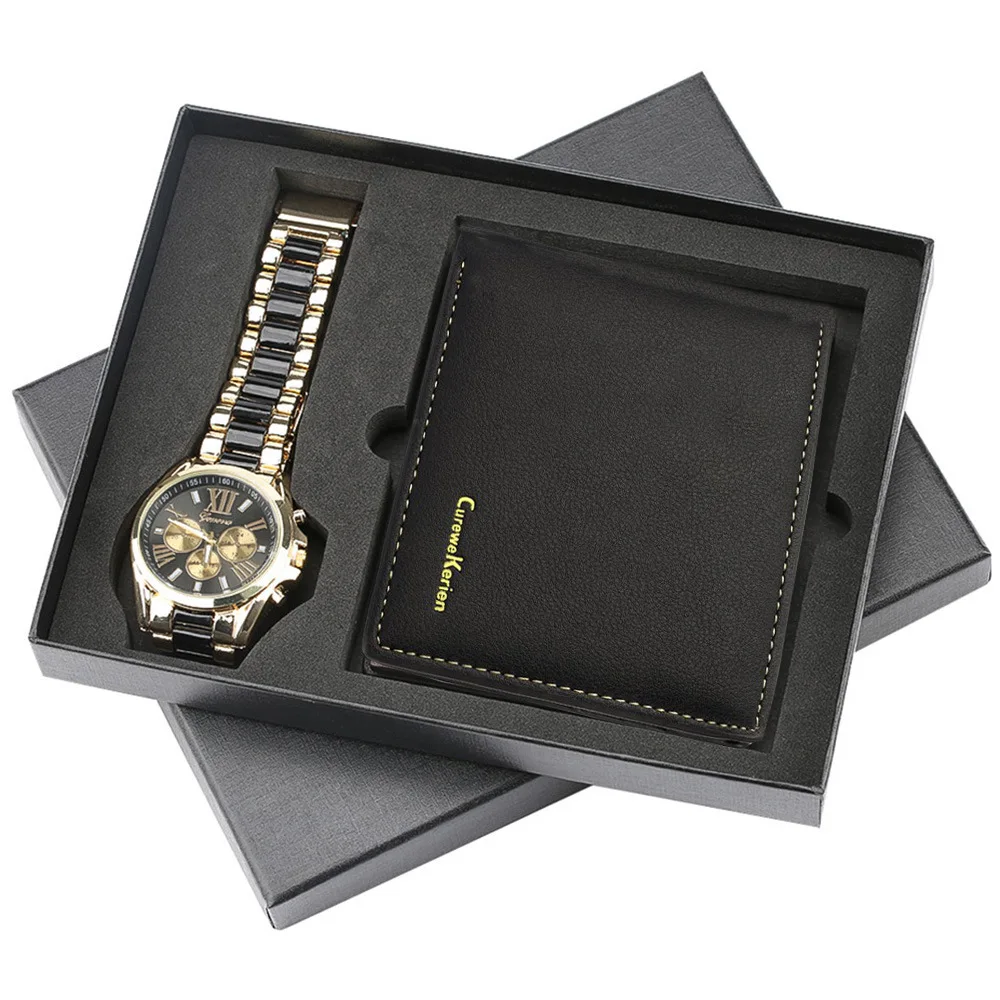 

Hot sale Men's Gift Set Exquisite Packed Watch + Wallet Set Quality Creative Combination Set