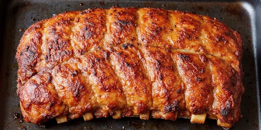 Applying a spice rub to slow roast pork ribs oven