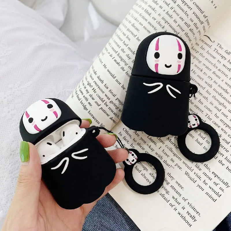 

Wireless Wireless Headphone Case 3D Spirited Cute Ghost Soft Silicone Earphone Cover For Airpods 1 2, Black