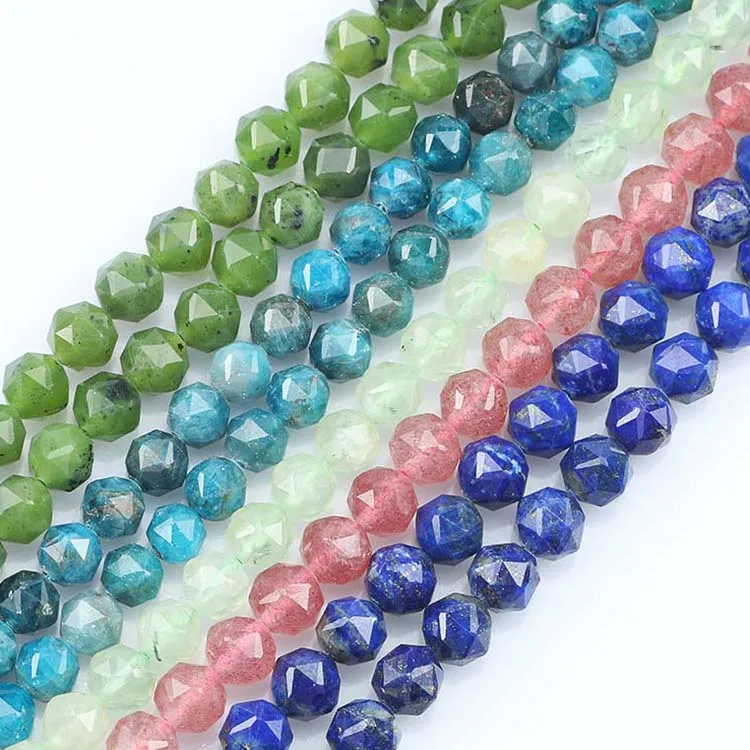 

Wholesale 7.5Inches Natural Faceted Apatite/Prehnite/Lapis Lazuli/Jades/Labradorite/Quartz Stone Beads for Jewelry DIY