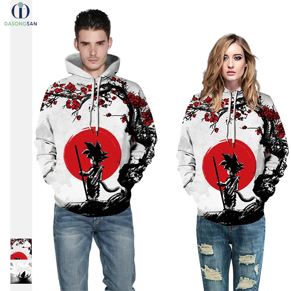 

Digital printing custom logo dragonball couples sweatshirt hoodie Loose fashion anime hoodie