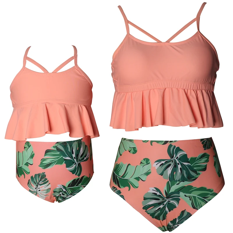 
wholesale two piece High waist cute mom and daughter swimwear 