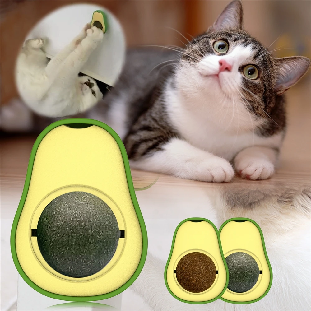 

manufacturer hot selling private label interactive catnip ball toys avocado shape cat toy for cat licking
