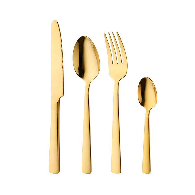 Stainless Spoon Fork Set Cutlery Gold High Grade Mirror Polish Stainless Steel Cutlery Set  Wedding