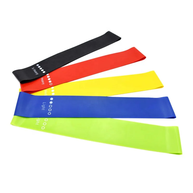 

High Quality 100% Latex Resistance Band Custom Logo Fitness Hip Circle Elastic Booty Resistance Band for Legs Strength Training, Green , blue , yellow , red and black