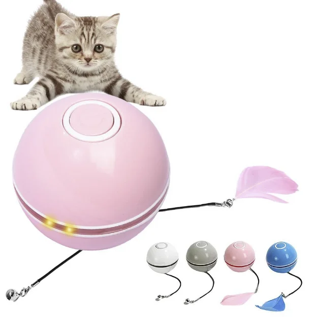 

Wholesale Cheap Durable Pet cat toy LED light cat ball USB charging intelligent cat toy electric rolling ball, White,silver,blue,pink