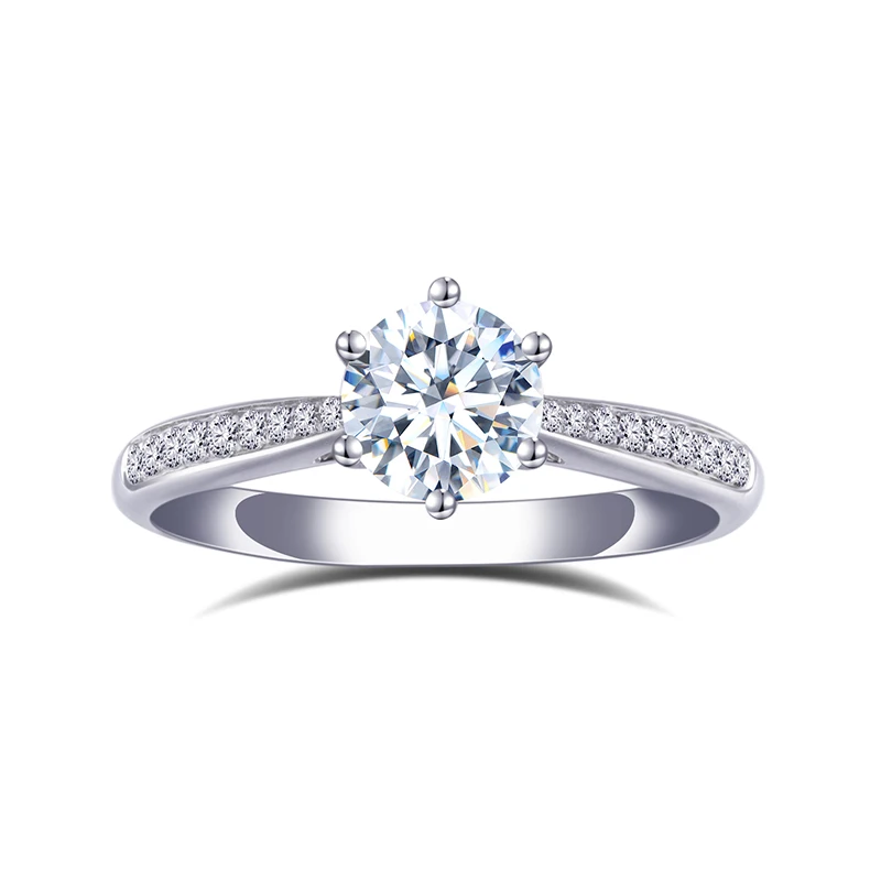 

Custom design 18K white gold lady engagement wedding ring Round cut lab grown diamond ring