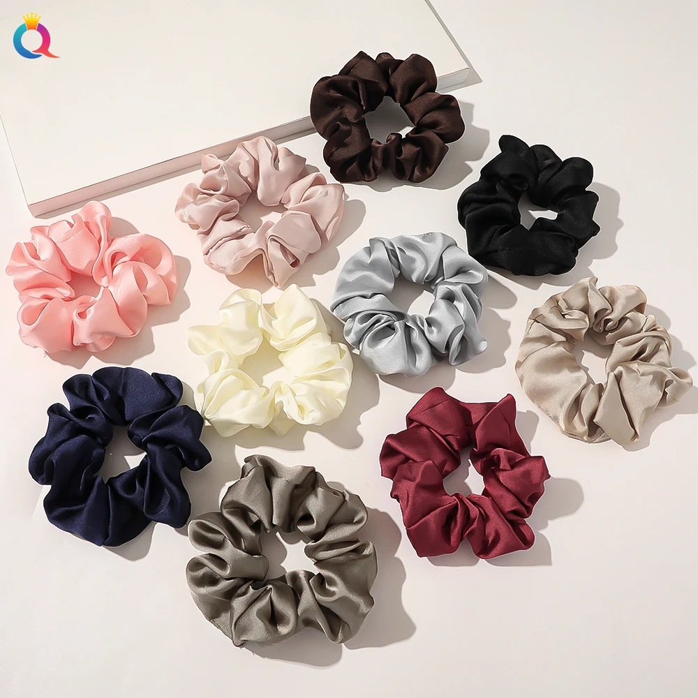 Qiyue Wholesale Luxury Hair Ties Plain Hair Elastic Hair Bands Silk ...