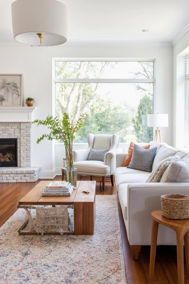Living room with hanging chair, neon sign, and chill-out vibe