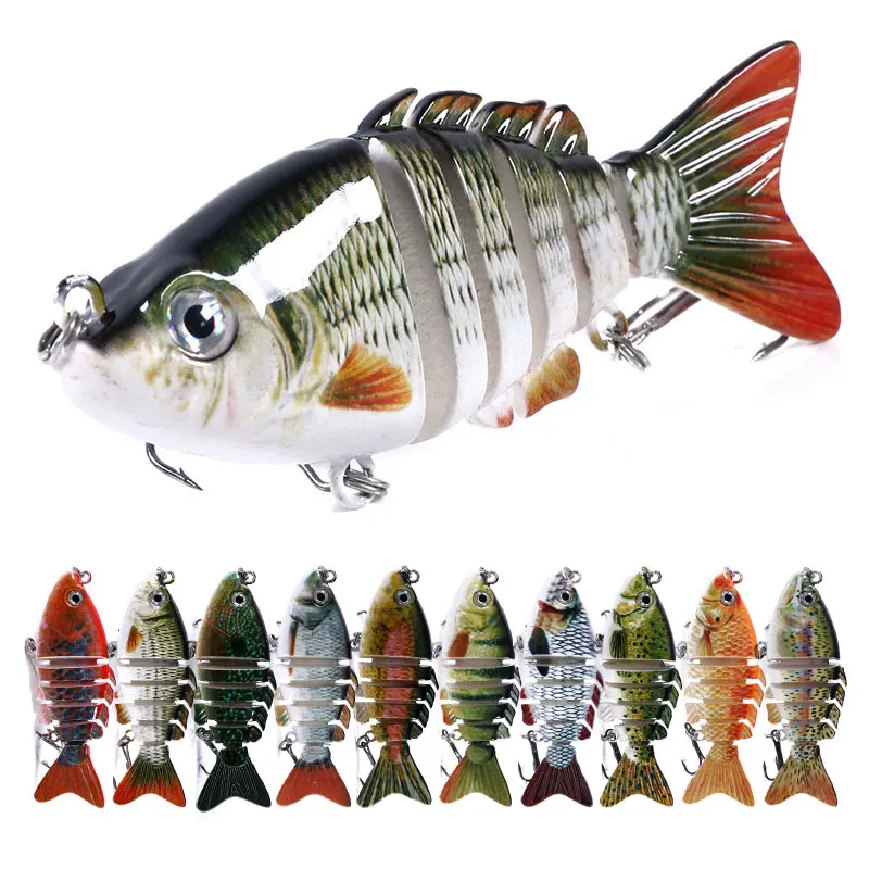 

Hot selling Artificial 8cm 13g realistic hard 6 segmented fish lure multi-jointed fishing lures swim bait bionic lures , ruia, 10 colours available/unpainted/customized