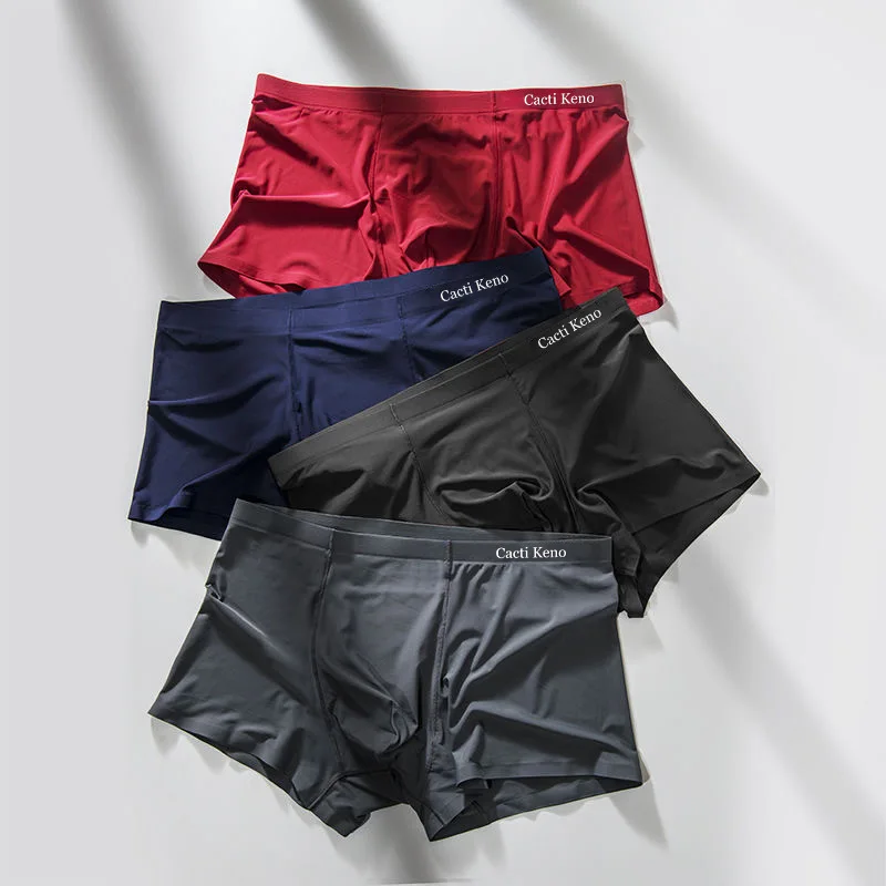 

Three-pack men's underwear summer ice silk seamless boxer shorts breathable solid color large size four-corner men's underwear