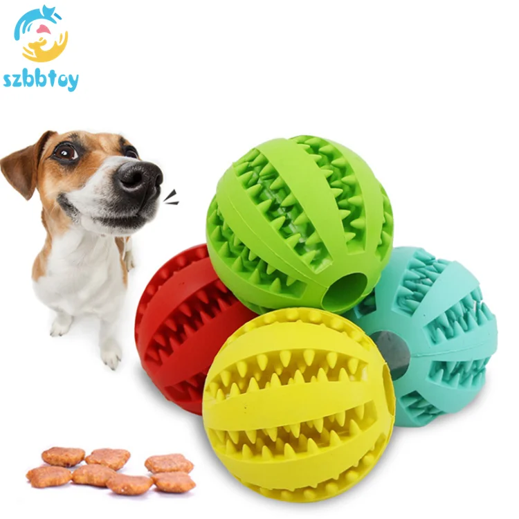 

natural indestructible soft pet toy pet food ball dog chew rubber ball, 6colors