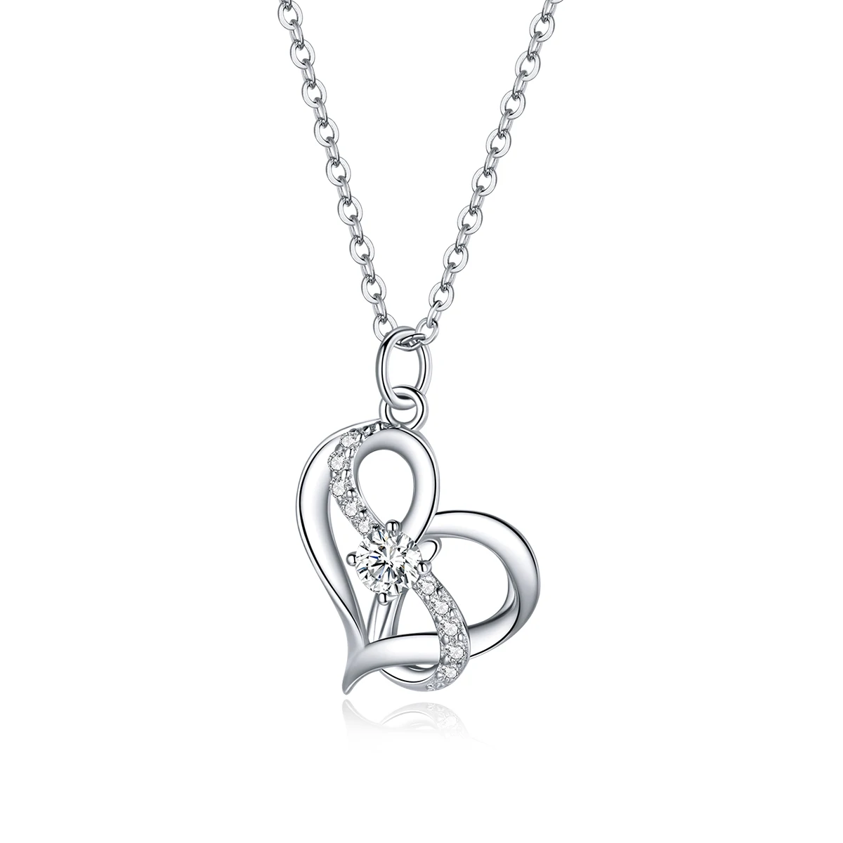 

Jewelry Silver 925 Heart to Heart Necklace SCN442 Dazzling Zirconia Trendy Pendant Necklaces Link Chain Micro Insert JY-GEMS