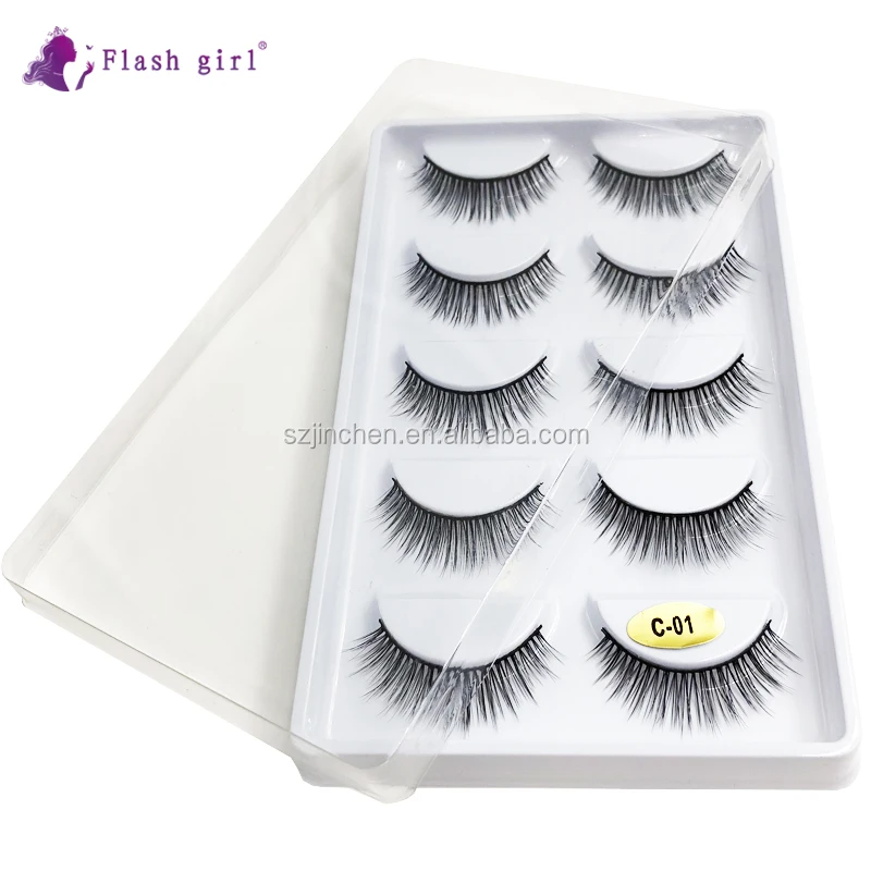 

Flash girl Hot sale new arrival C01 7 styles 5pais 3D mink EyeLashes handmade Natural false Eyelashes