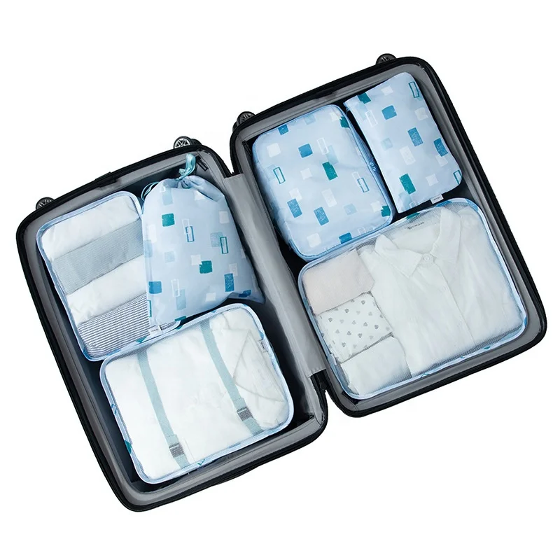 

2022 Trending High Quality 6pcs/set Packing Cube Travel Bags Clothes Organizer, 15 colors or customized colors