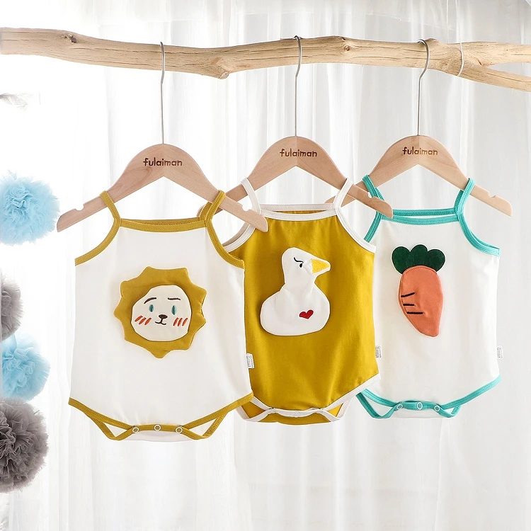 

M874 Summer Sleeveless one piece bodysuit newborn Cotton Cartoon Clothes Baby Girls' sling Rompers