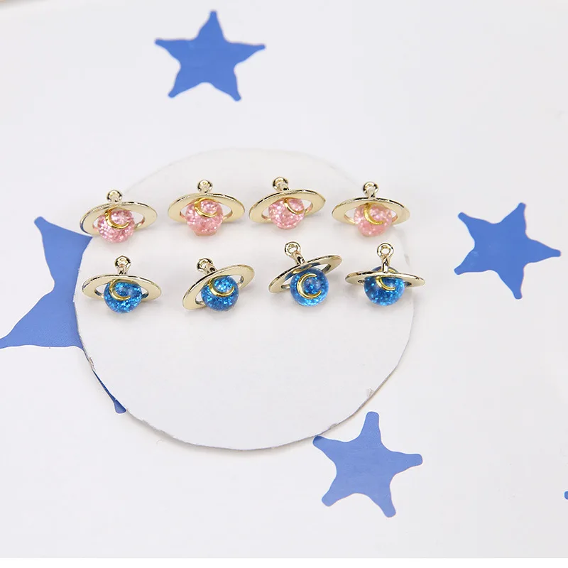 

Planet pendant crystal ball starry sky Enamel Charms Alloy Fashion Earrings Bracelet Making Material DIY Jewelry Accessories, As shown