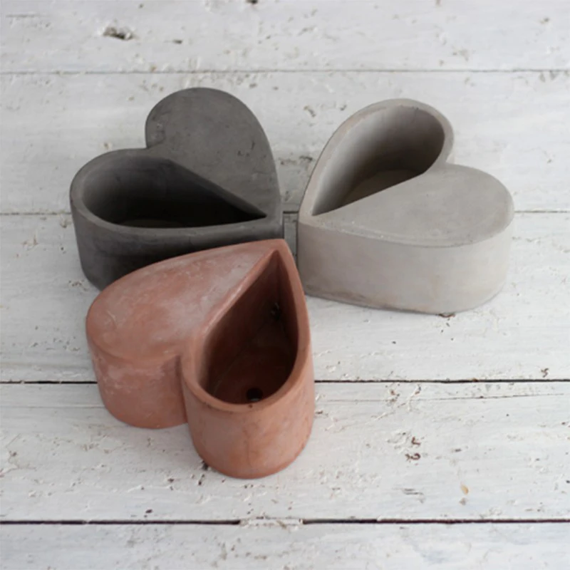 

Large heart shaped cement flower pot silicone mold DIY handmade concrete silicone molds for home decoration, Random