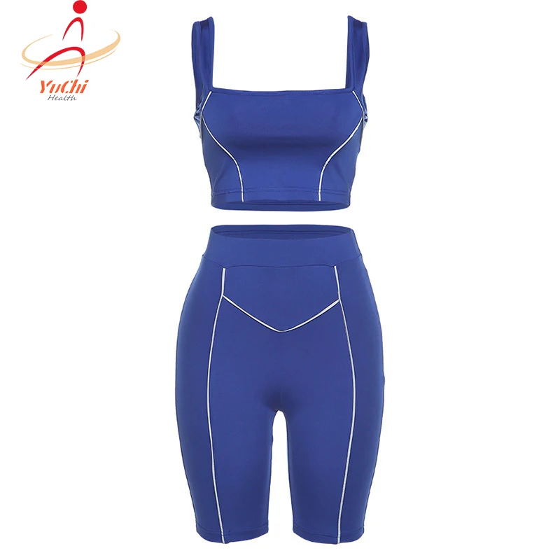 

2021 Latest Design Trendy Neon Color 2 Piece Outfit Two Piece Joggers Women Clothing Bodycon Rompers And Jumpsuits For Women, Black,blue