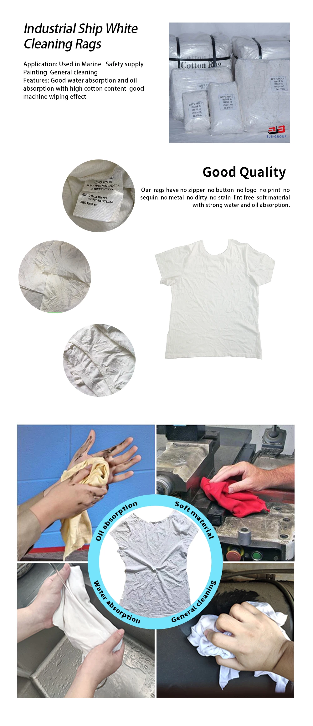 Marine Wiping Rags 10 Kg Package Cleaning Machine Rags Reusable