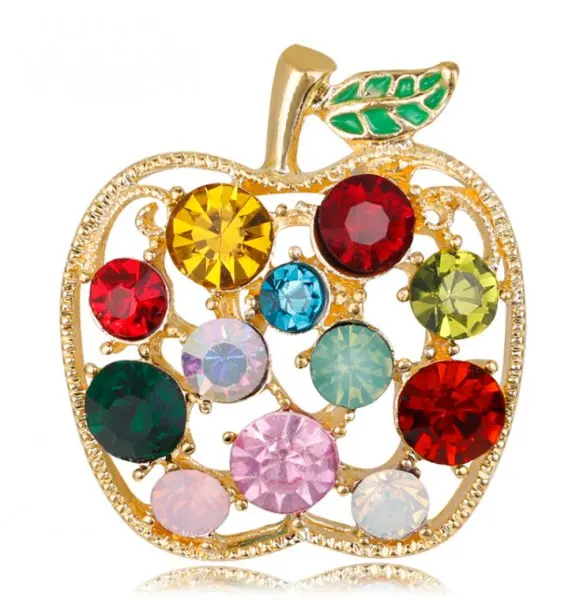 

Crystal apple fruit brooch pin rhinestone vehicle car sailboat windmill bicycle brooches for women lady girls gift, As shown in picture