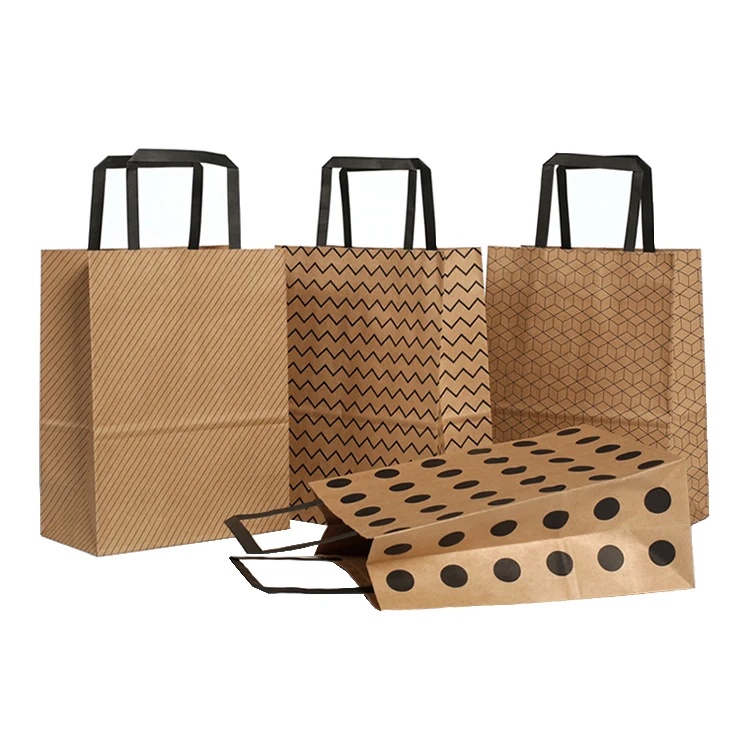 Wholesale Custom Packaging Craft Brown Kraft Paper Shopping Bag with Handle