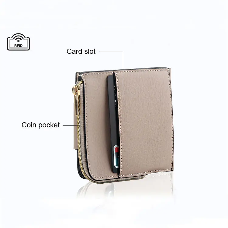 

Custom RFID men minimalist PU leather short wallets, Grey