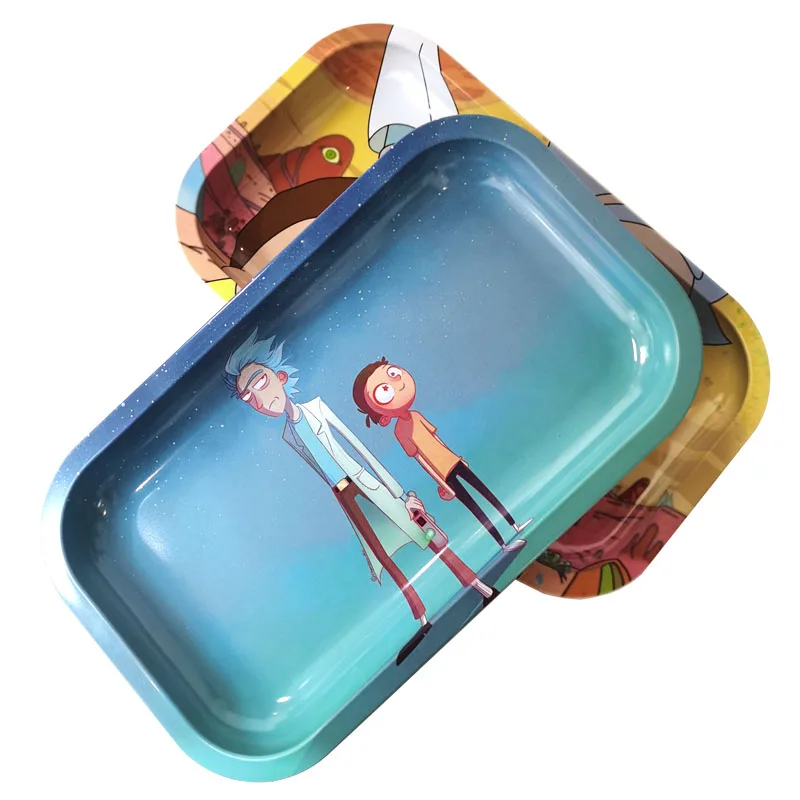 Free Sample Custom Logo Hemp Rolling Tray Tobacoo Weed Metal Serving Tray With Magnetic Cover