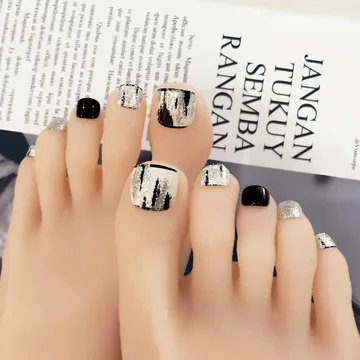 

24Pcs New Durable Waterproof Summer Mixed Color Artificial Toenails, Mix color