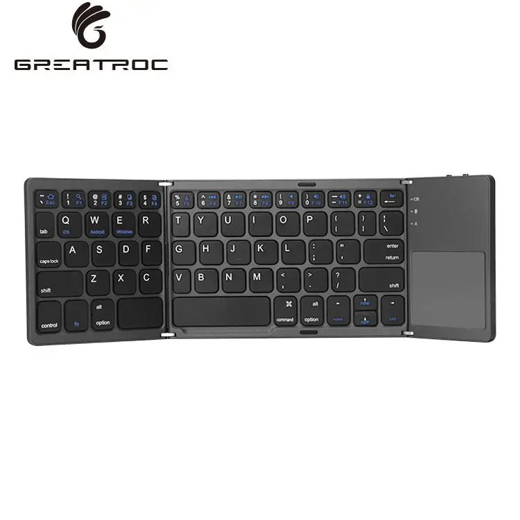 

Great Roc universal slim portable blue tooth android folding mini keyboard wireless 3 layout laptop touchpad keyboard for office, Black/silver/pearl grey/white