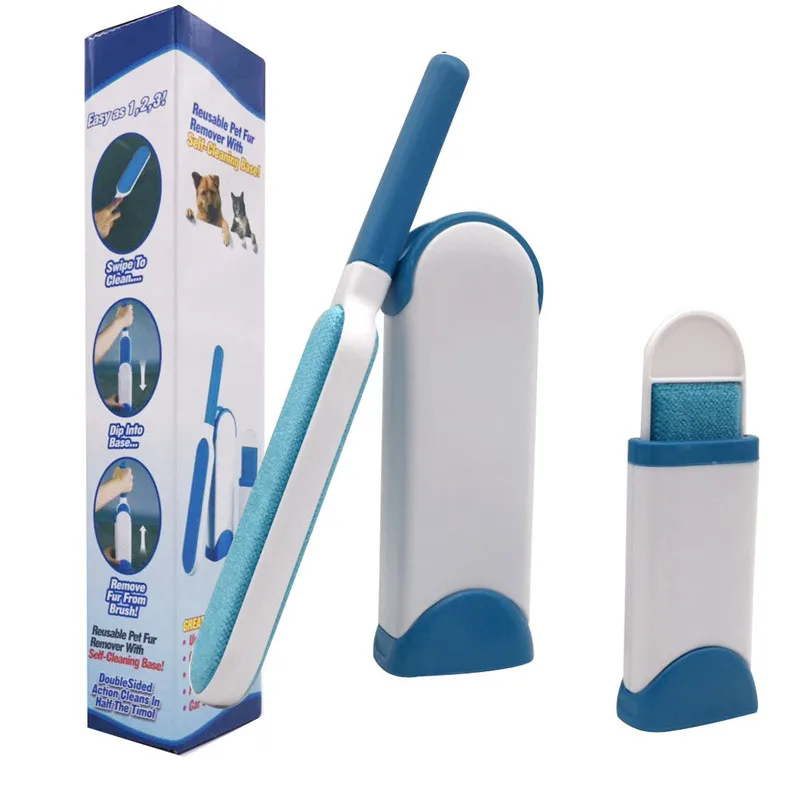 

Pet grooming kit Set cleaner self-Cleaning Base slicker brush tool pet hair removal comb, Blue