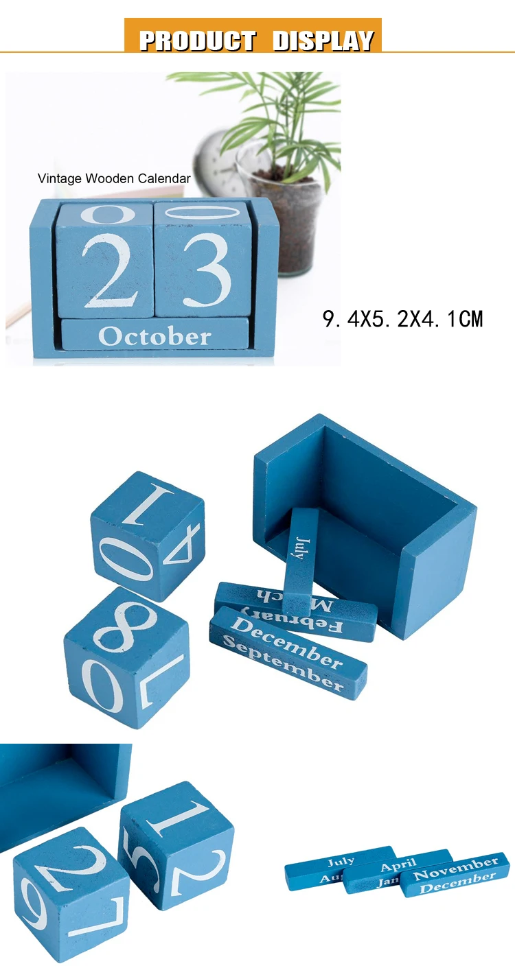 China Manufacturer Wooden Desk Stand Cube Calendar Block With Painting