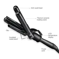 

hair curler lcd Fashion and decent hair curler ceramic hair curler 3 barrel wave triple curling Professional 3 barrel curling