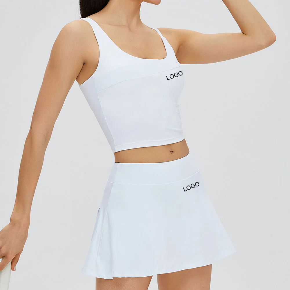 

Selling Durable Using Contrast Bra Ropa Deportiva De Mujer Sleeveless Tank Top Women 2-In-1 Tennis Suit Skirts Sport Set