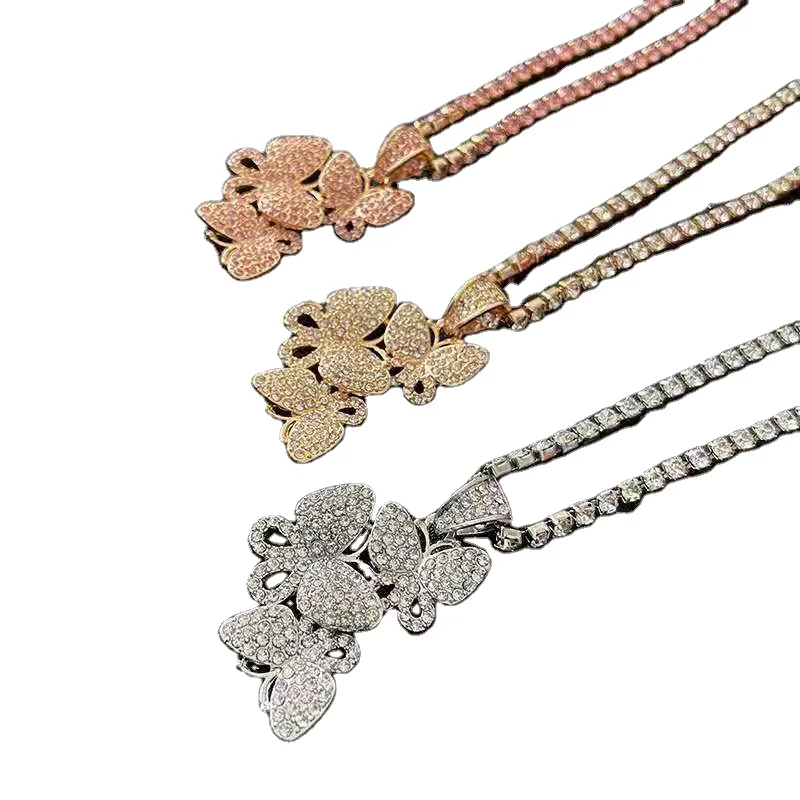 

Zircon Butterfly pendant Clavicle chain Women's tennis necklace