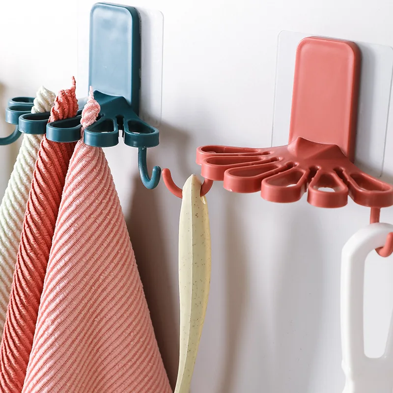 

Free Kitchen Bathroom Wall Hanging Clip Hole Flower Shaped Rag Ra Two Hooks Bathroom Towel Storage Ra, Red, yellow, blue, white